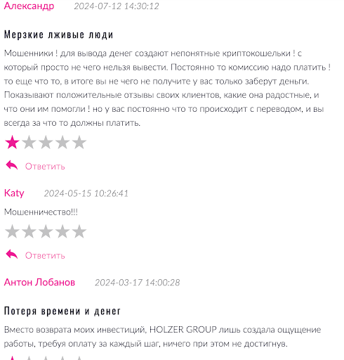 реальные отзывы о HOLZER GROUP