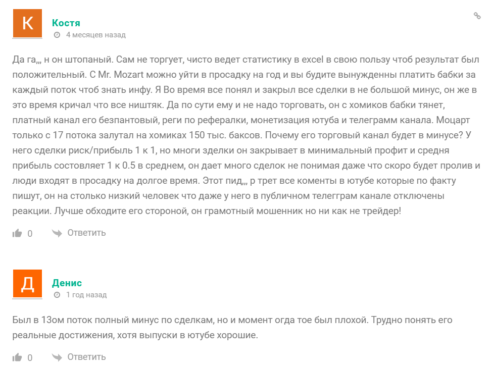 реальные отзывы о Mr Mozart