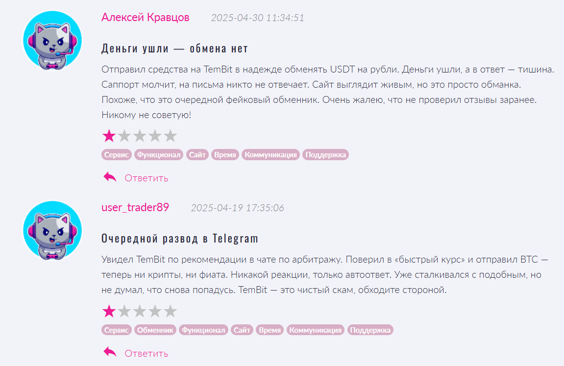 отзывы людей о TemBit