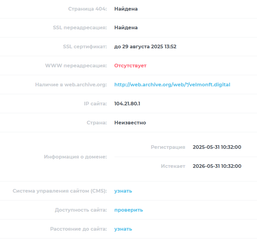 домен VelmonFT Digital 