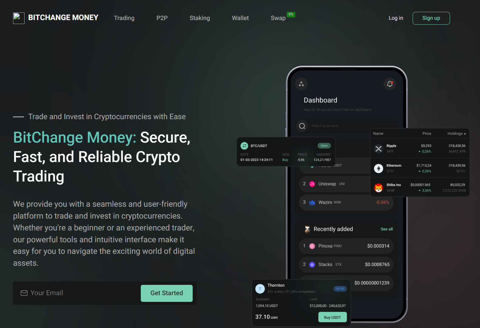 страница сайта BTFINEX