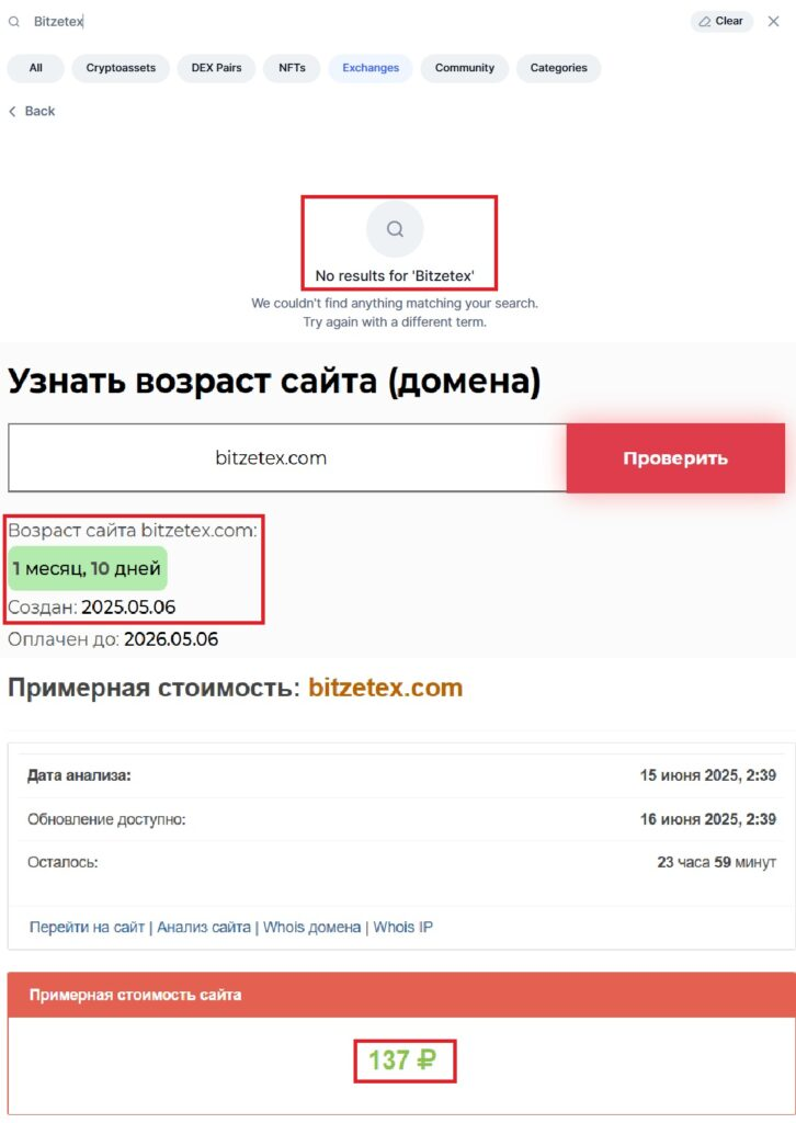 информация сайта Bitzetex