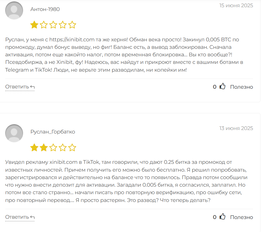 отзывы клиентов Xinibit