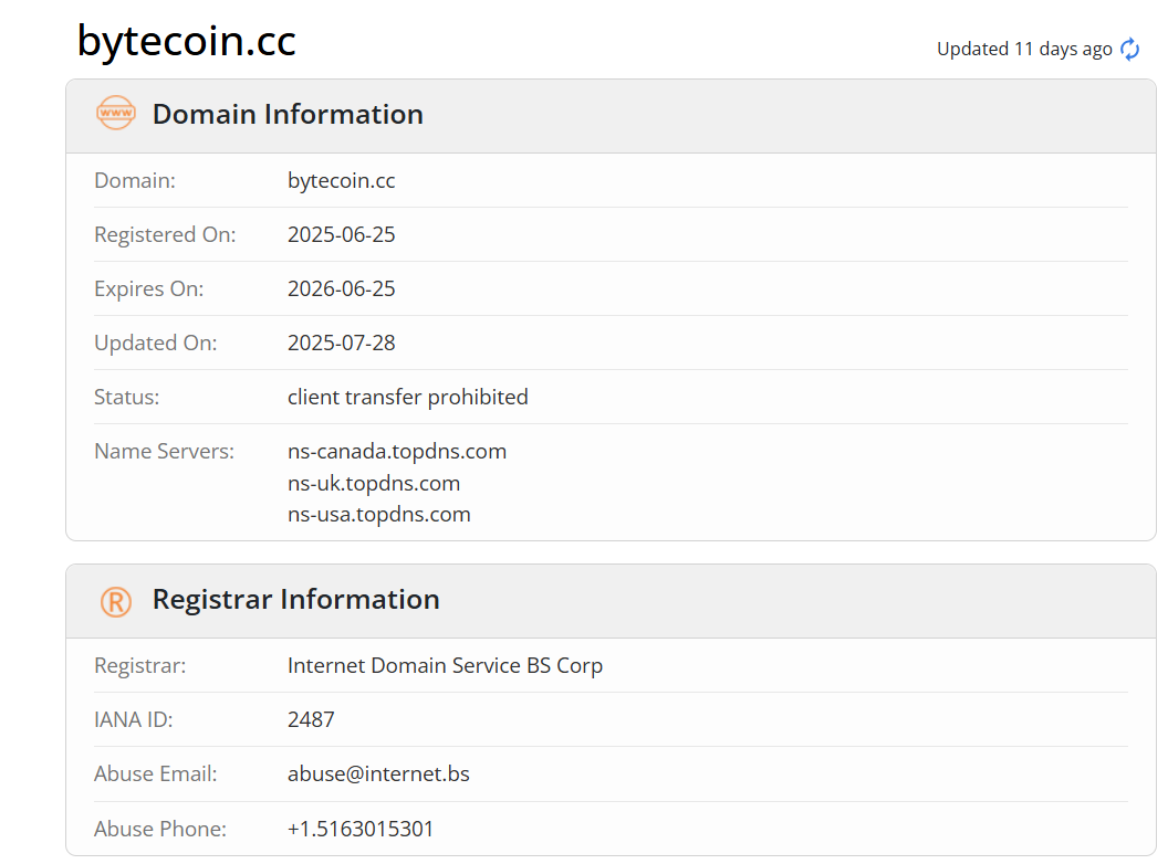 домен Bytecoin.cc
