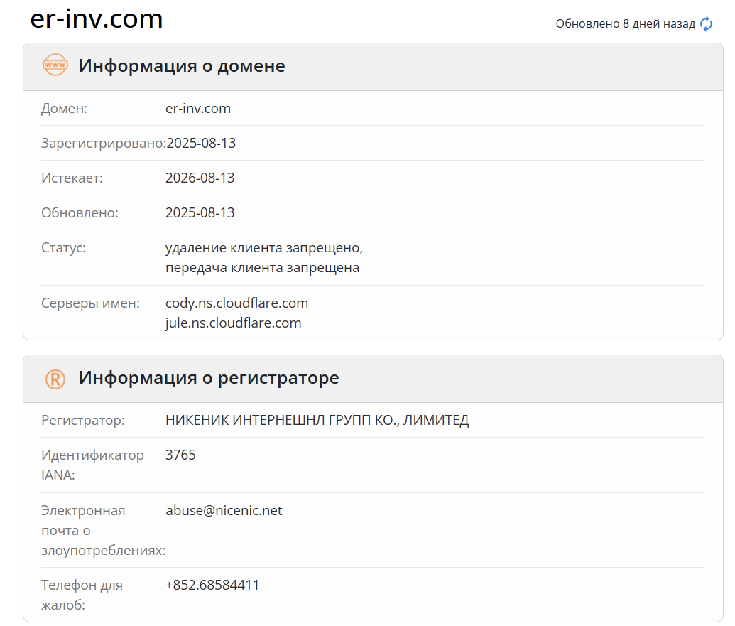 домен ER INV