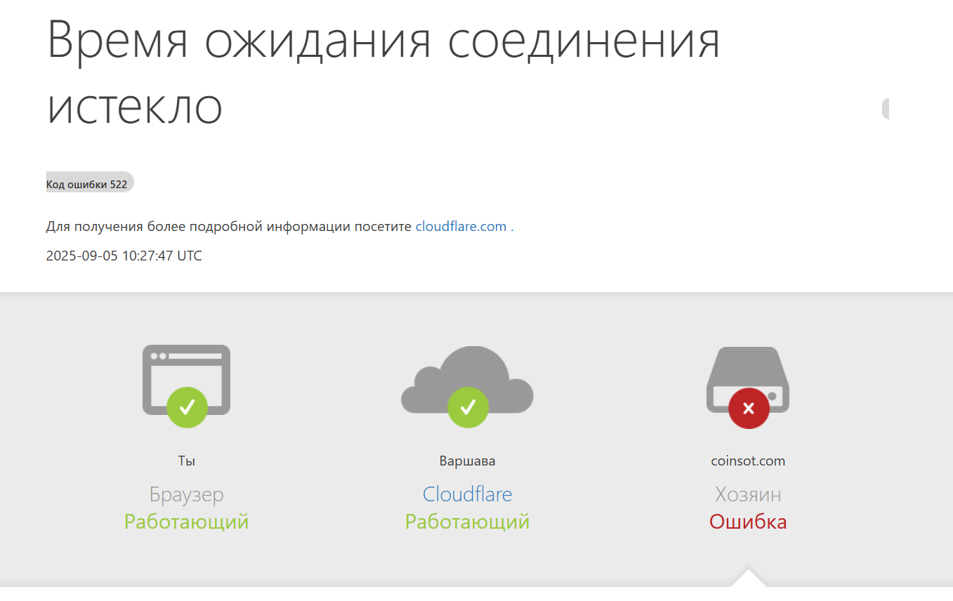страница сайта Coinsot